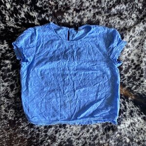 Blue Eyelet button Back Top